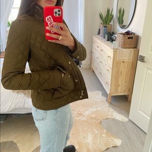 Green quilted jacket army style from J Crew